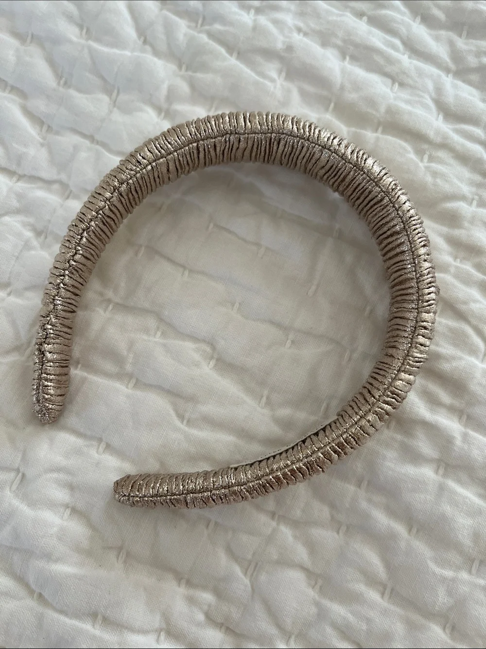 Loeffler Randall Metallic Wrapped Headband in Neutral Gold